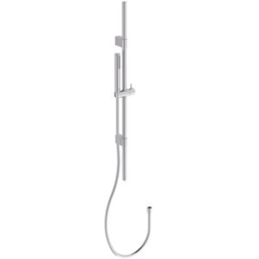 Brausekombination aus verchromtem Metall mit ergonomischem Schlauch von Ideal Standard. Vertikale Halterung zur Befestigung an der Wand.